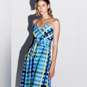 De Loreta Charro dress in tartan azul